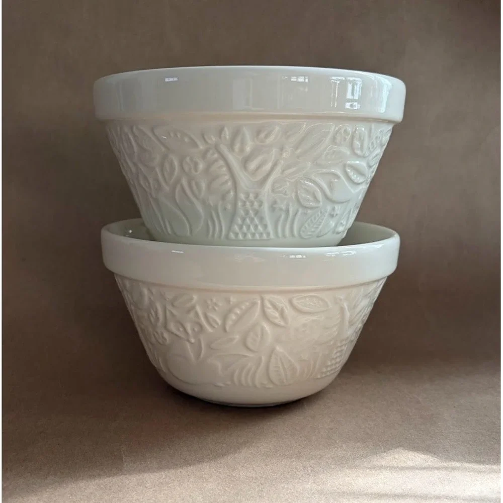 Mason Cash In The Forest Fox Pudding Basin Bowls Cream S36 Set 2 British Baking